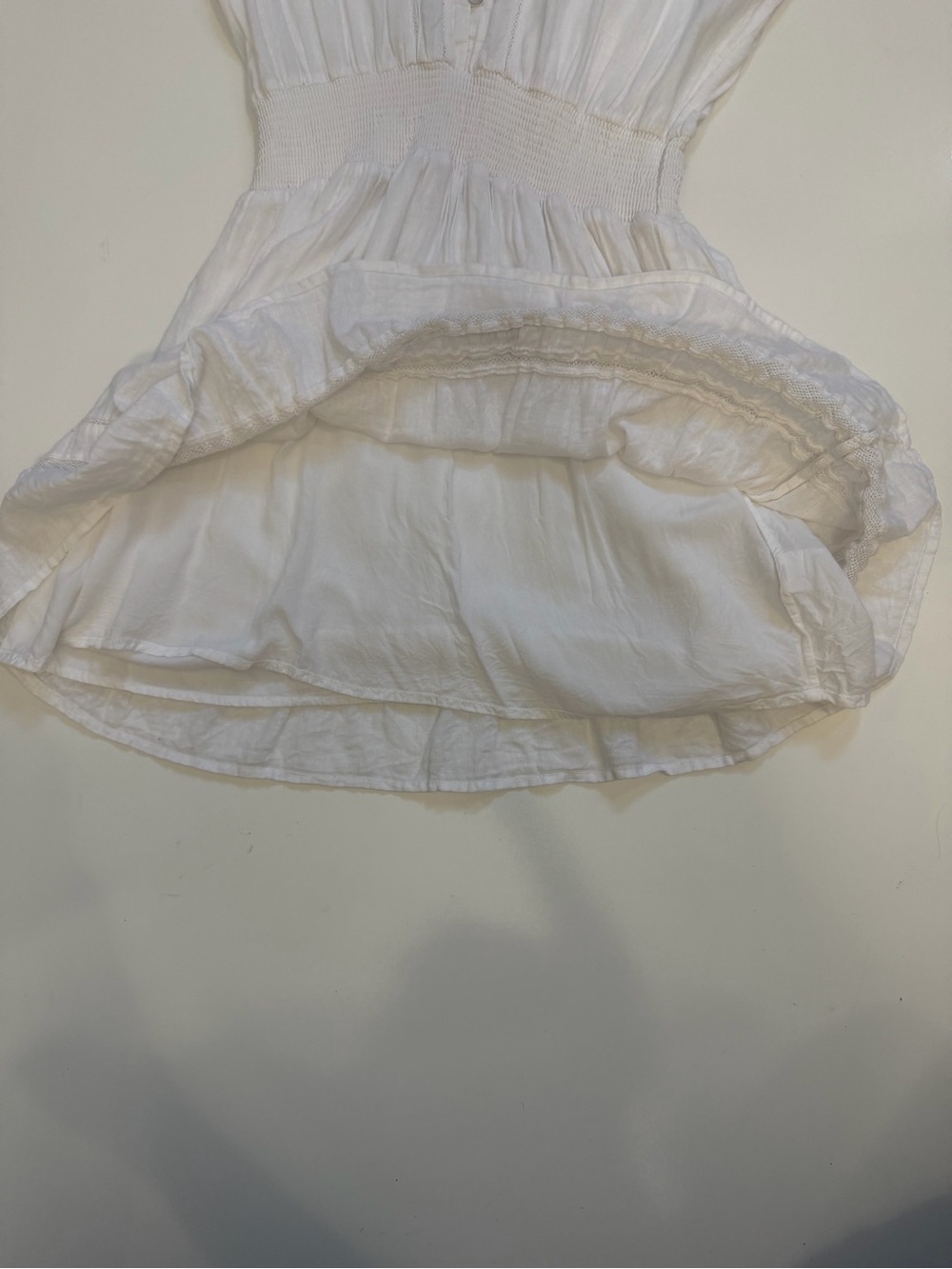 Rails Jasmine White Linen Blend Smocked Waist Mini Dress S - Picture 6 of 10